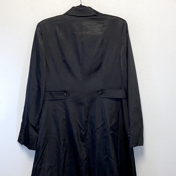 Worthington Size 12 Classic Black Belted Longline Outerwear Trenchcoat 4953 - Picture 7 of 11